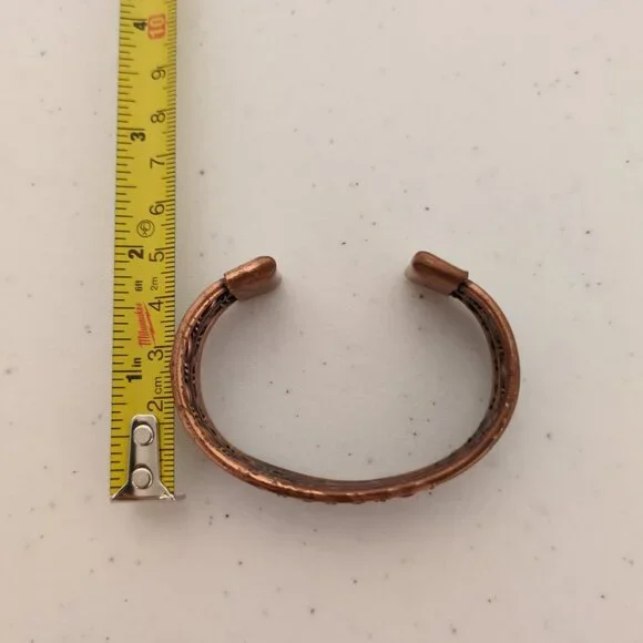 Copper Braided Cuff Bracelet Artisan Autumn Spiced Brown Metalwork Adjustable - Picture 7 of 9